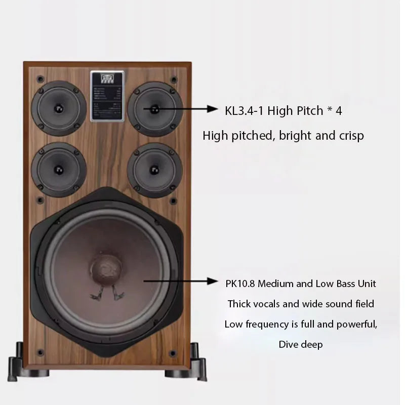 AOSIBAO 10" HIFI Bookshelf Speaker | 3-Way 150W | Wood Cabinet | Home Theater & KTV