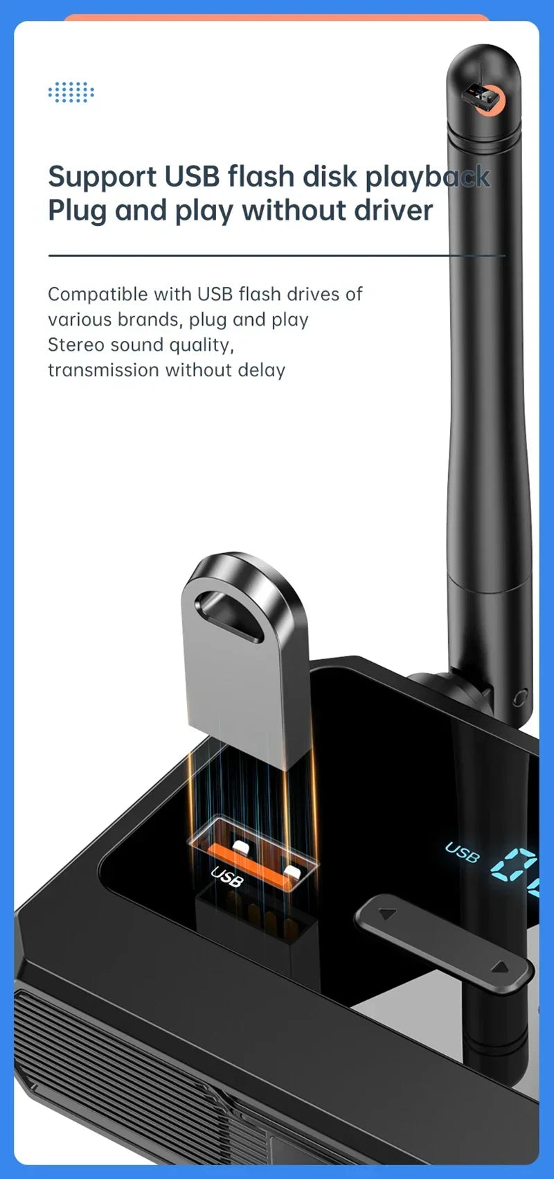 Bluetooth 5.3 Audio Receiver | RCA, AUX & Optical Output | U-Disk Playback | Wireless Adapter for Stereo & Car Speakers