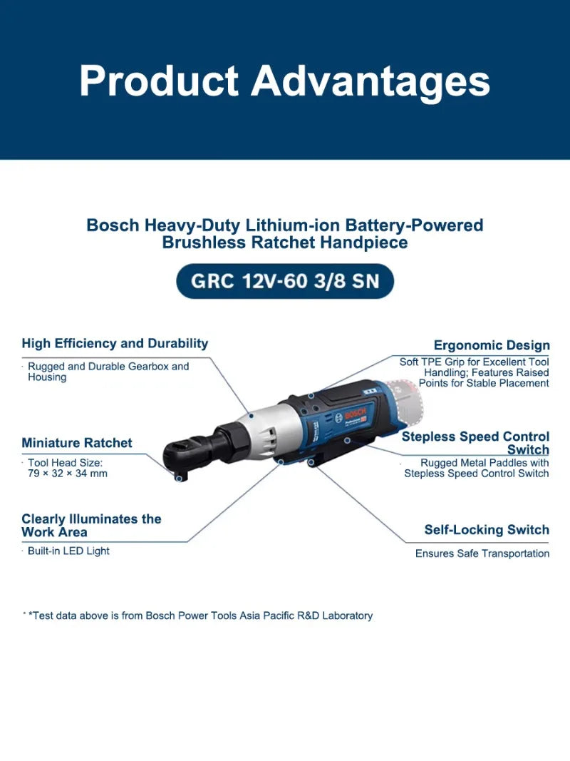 Bosch GRC 12V-60 | 3/8in Brushless Cordless Ratchet | 60Nm