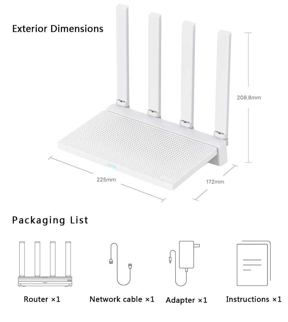 Xiaomi Router AX3000T WiFi 6 Mesh | Dual WAN | NFC | 3000Mbps | Qualcomm CPU | MiWiFi ROM