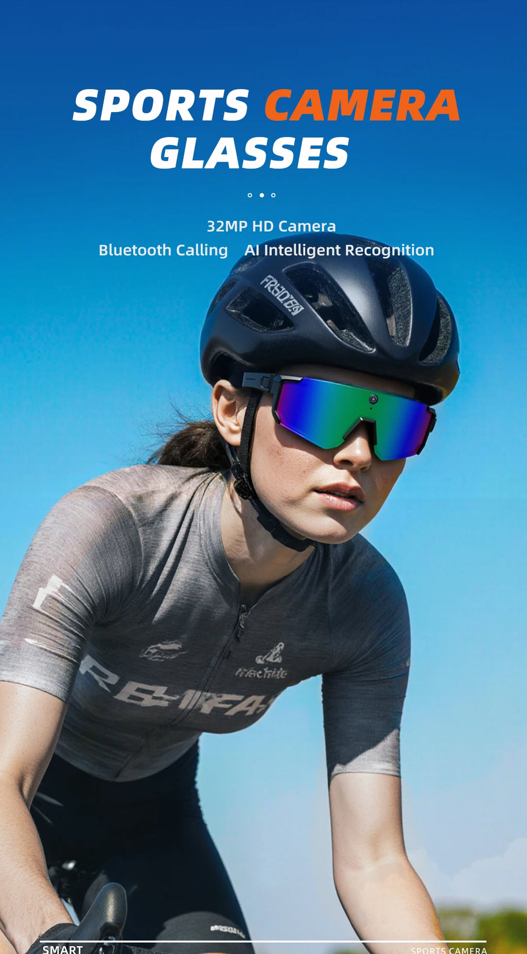 Lentes Deportivos Inteligentes con Cámara IA | 8MP, Bluetooth, Resistentes al Agua