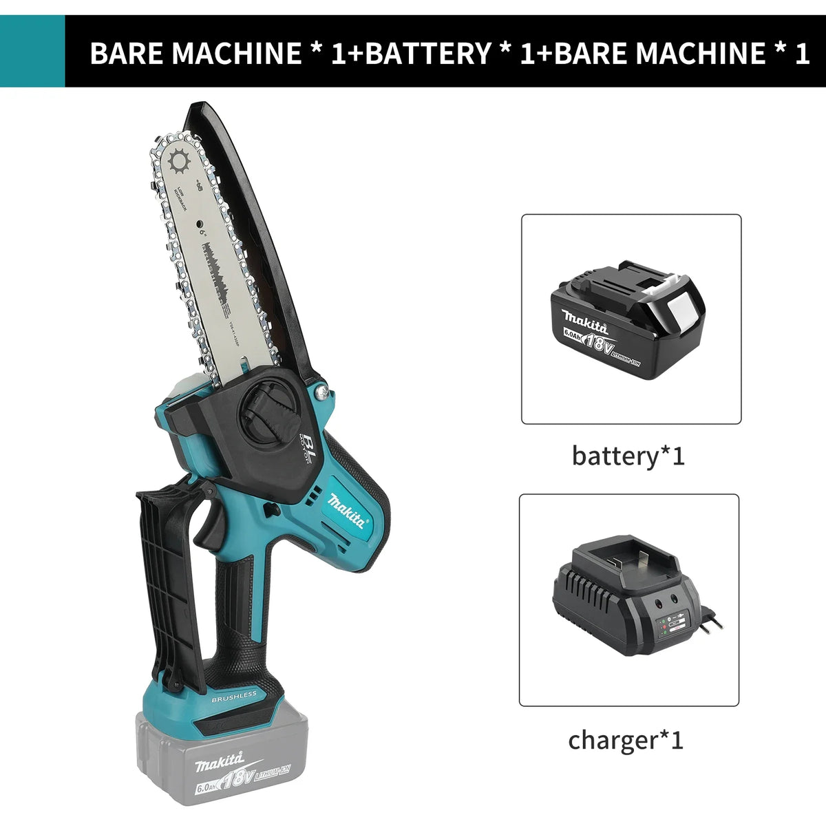 Makita MT-006 | 18V Mini Cordless Chainsaw | 6-Inch Wood Cutting