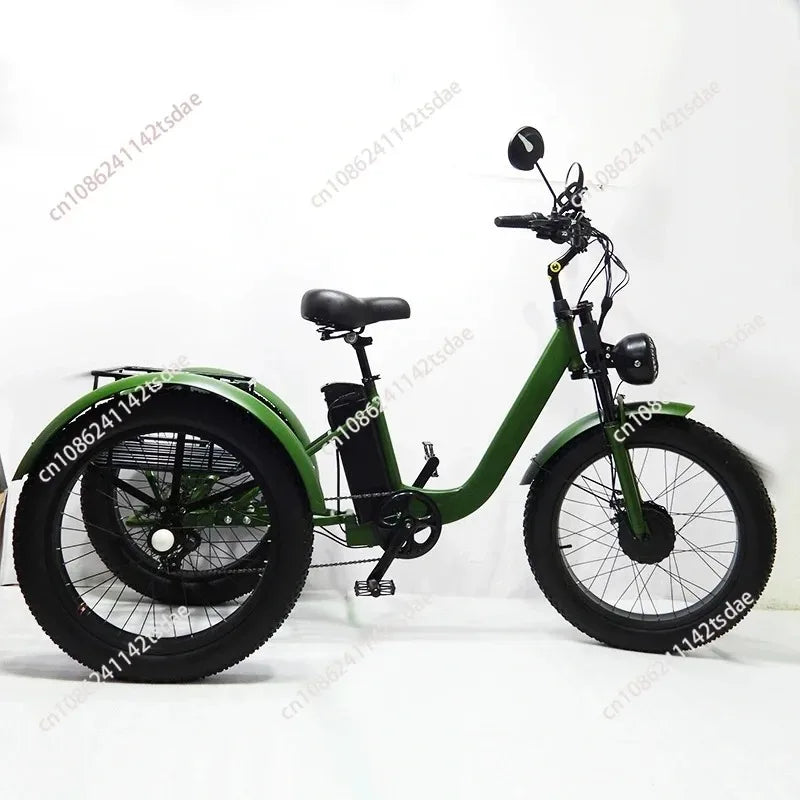 Triciclo Eléctrico 750W | 3 Ruedas | 48V 15Ah Extraíble | 2 Asientos | Todo Terreno | Adultos y Mayores | E-Tricycle