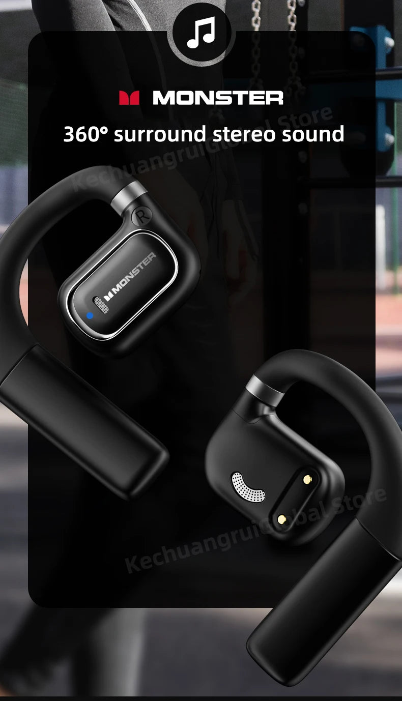 Monster XKO01 - Auriculares TWS Bluetooth 5.3 | 28h Batería | ENC | Ear Hook