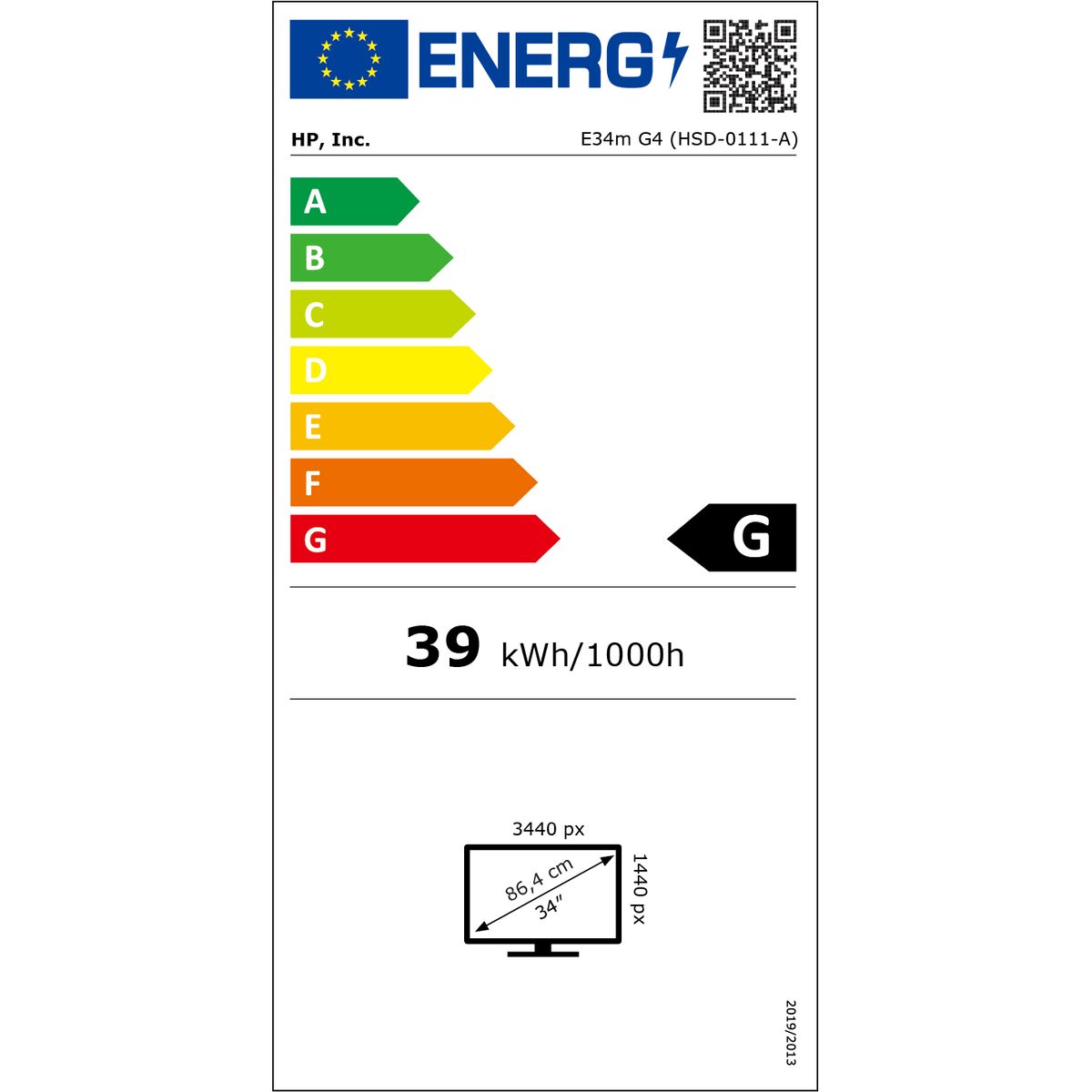 Monitor HP 34" Curvo WQHD 3440x1440 VA 75Hz USB-C