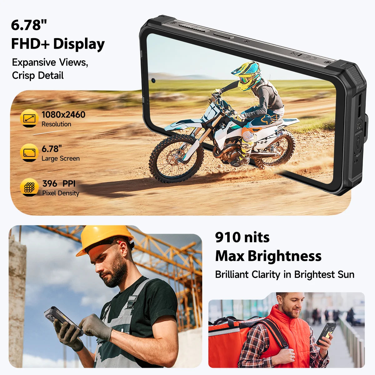 Ulefone RugKing 5 Pro | Rugged Phone 4G 20000mAh 64MP Android 16 | IP68 NFC 33W