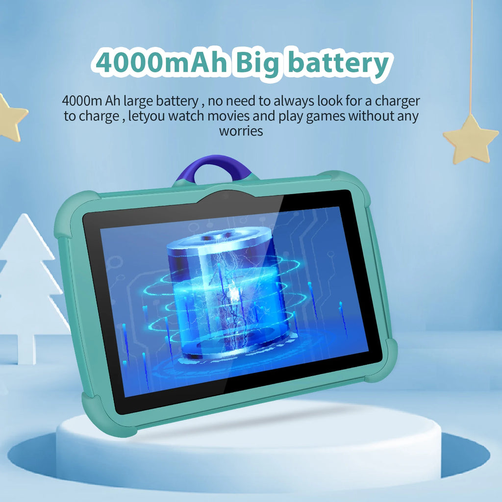 Tablet Infantil BDF 7" | Android 13 | 4GB RAM + 64GB | Quad-Core | WiFi | 4000mAh | Verde, Rosa, Naranja, Azul