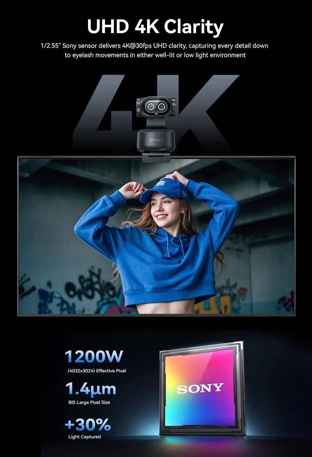 EMEET PIXY | Webcam 4K PTZ IA | Doble Cámara Sony | Seguimiento Automático | altson.shop