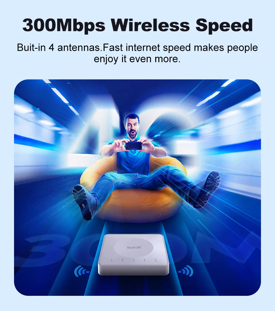 Router 4G LTE WiFi con SIM Card | 32 Dispositivos | Puerto LAN | Type-C | Europa, Asia & África