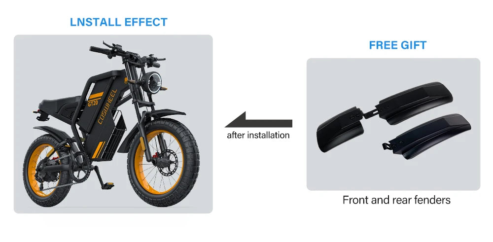 Coswheel GT20 E-Bike | 1500W/2000W/3000W | 60V 25Ah | Fat Tire 20x4.0 | 93 Millas | Shimano 7v | CE UL FCC | Off-Road