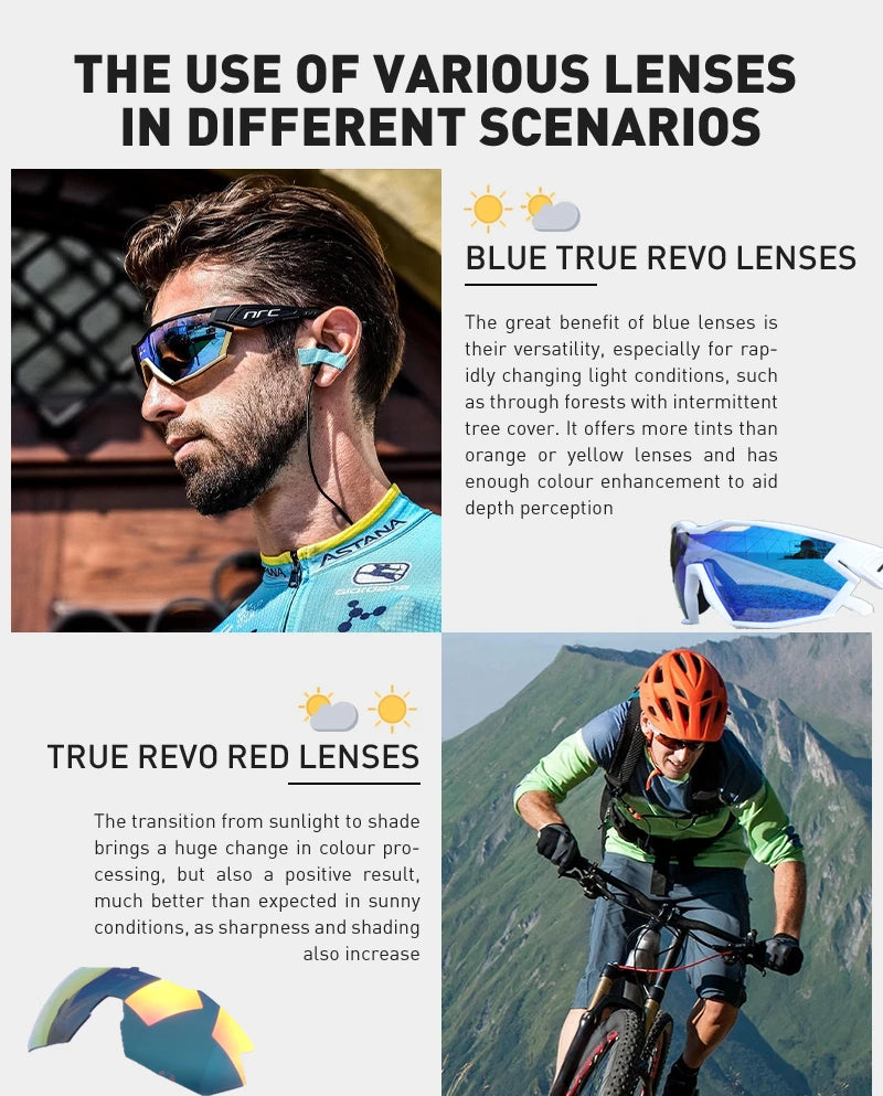 NRC X2 PRide Gafas de Ciclismo con 3 Lentes – Hombre/Mujer, MTB, Bicicleta, UV400