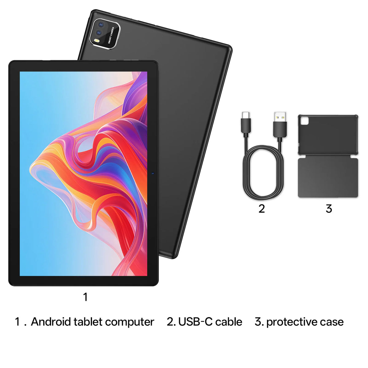 Tablet BAKEN 10" | Android 16 | 12GB RAM + 64GB | Quad-Core | 6000mAh | Dual Cámara | Azul y Negro