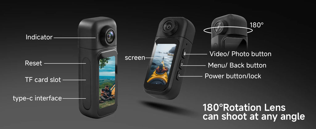 Cámara Corporal X50 Pro POV | 1080P HD | Mini Ultra-Compacta 44.7g | Lente 180° | Pantalla Táctil 1.47" | 800mAh | WiFi | Magnética | Deportes y Vlog