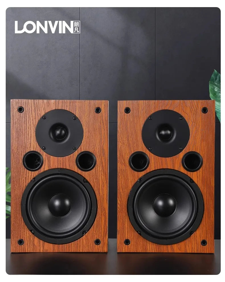 LONVIN D2/D3 | Bocinas Pasivas HIFI 6.5" | 2 Vías, Silk Dome Tweeter, Madera MDF