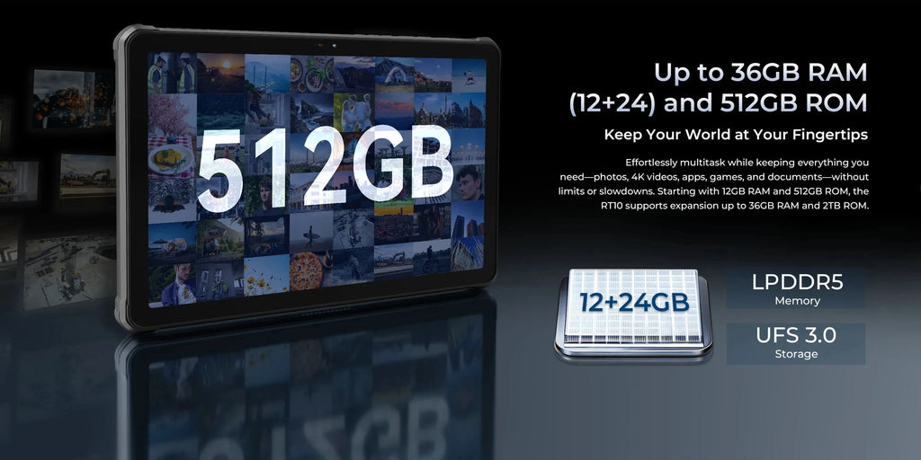 OUKITEL RT10 | Rugged Tablet 5G 25000mAh 64MP 11" FHD | Android 15 con Soporte