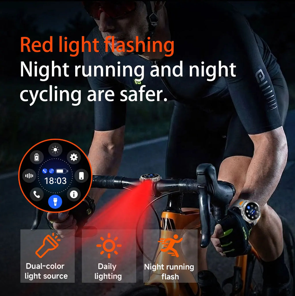 Flttoltn AK106 | Smartwatch Militar 1400mAh | AMOLED 1.7", IP69K, Linterna LED, 100+ Deportes