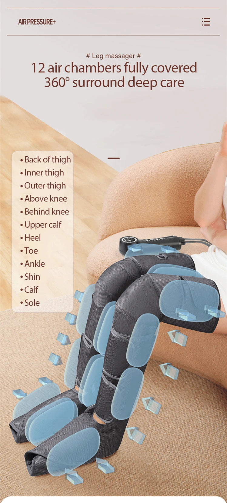HANRIVER Air Compression Leg Massager | JB-705-3 | Masajeador de Piernas