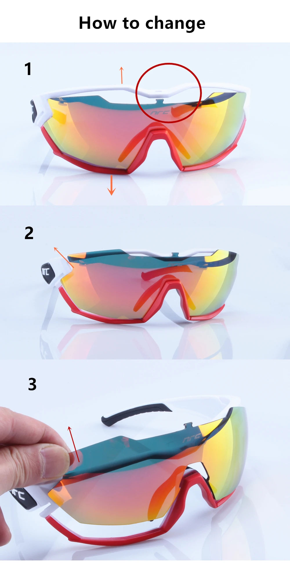NRC X2 PRide Gafas de Ciclismo con 3 Lentes – Hombre/Mujer, MTB, Bicicleta, UV400
