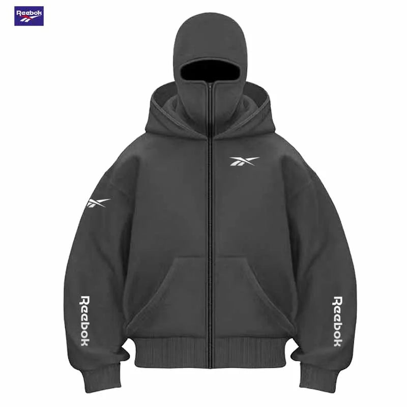 Reebok Men's Zip Hoodie | Thick Polyester Knit | Autumn & Winter