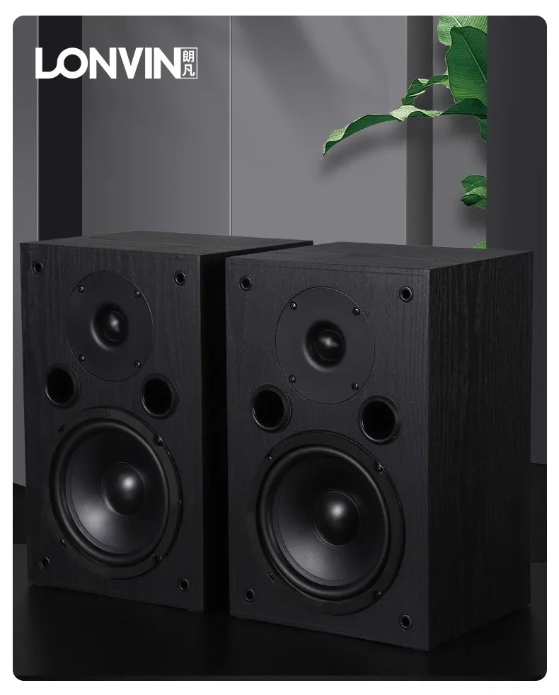 LONVIN D2/D3 | Bocinas Pasivas HIFI 6.5" | 2 Vías, Silk Dome Tweeter, Madera MDF
