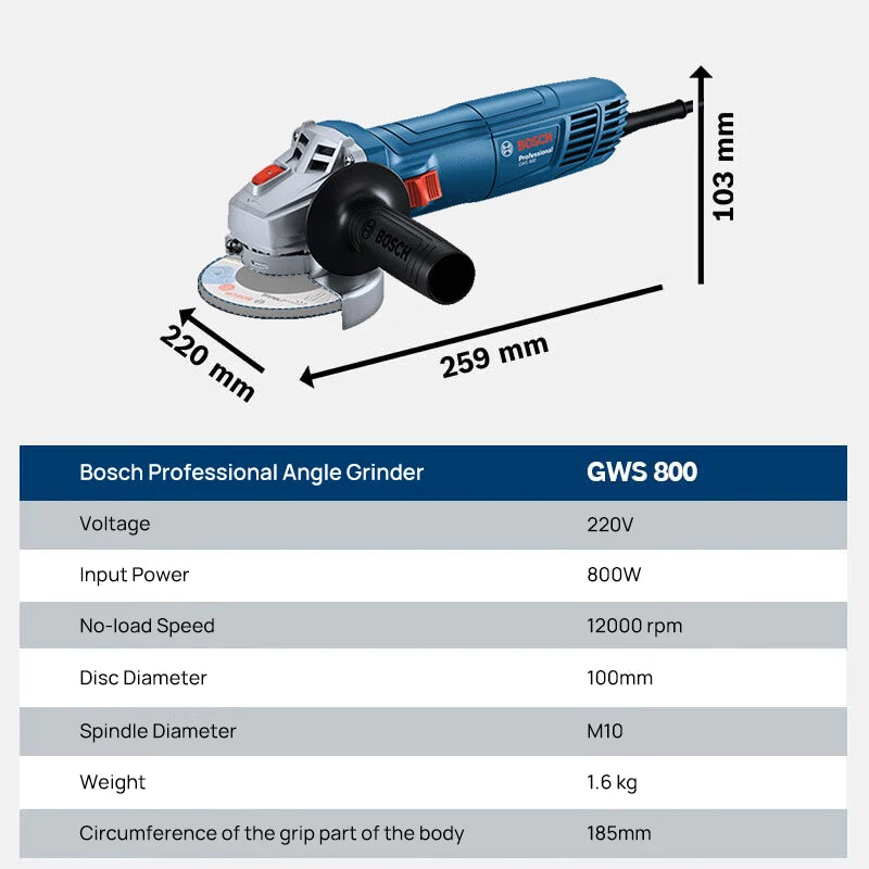 Bosch GWS 800 | 800W 12000RPM Angle Grinder | 100mm Disc