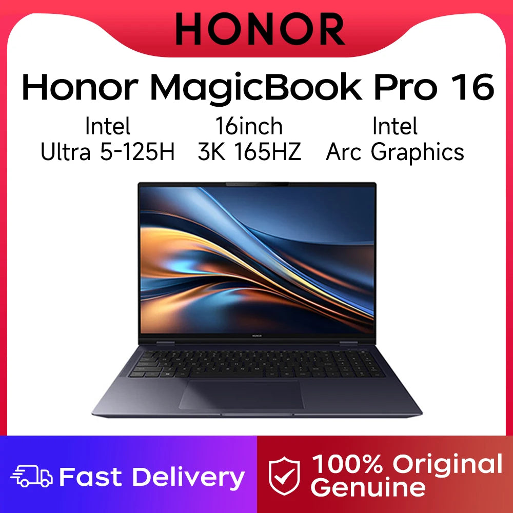 Honor MagicBook Pro 16 Laptop 2024 | Intel Core Ultra 5, 16GB/24GB DDR5, 1TB/2TB SSD | 3K 165Hz, Windows 11