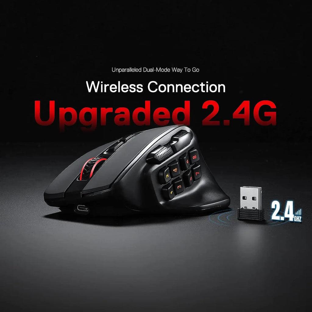 Redragon M811 PRO Wireless MMO Gaming Mouse | 26000 DPI | 15 Buttons | RGB | Pixart 3395