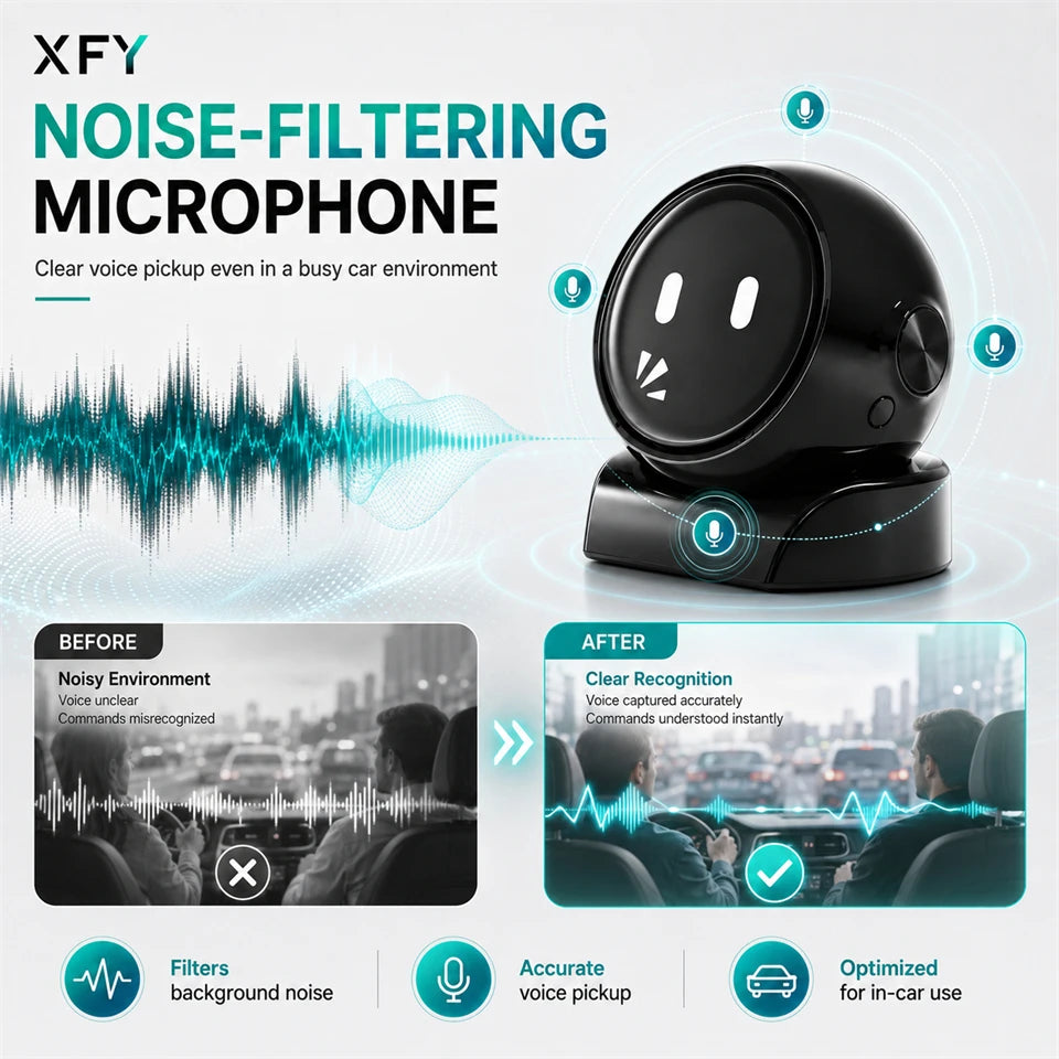 XFY X-01 AI Voice Robot for Car — Smart Assistant | Hands-Free Navigation, Music & Calls