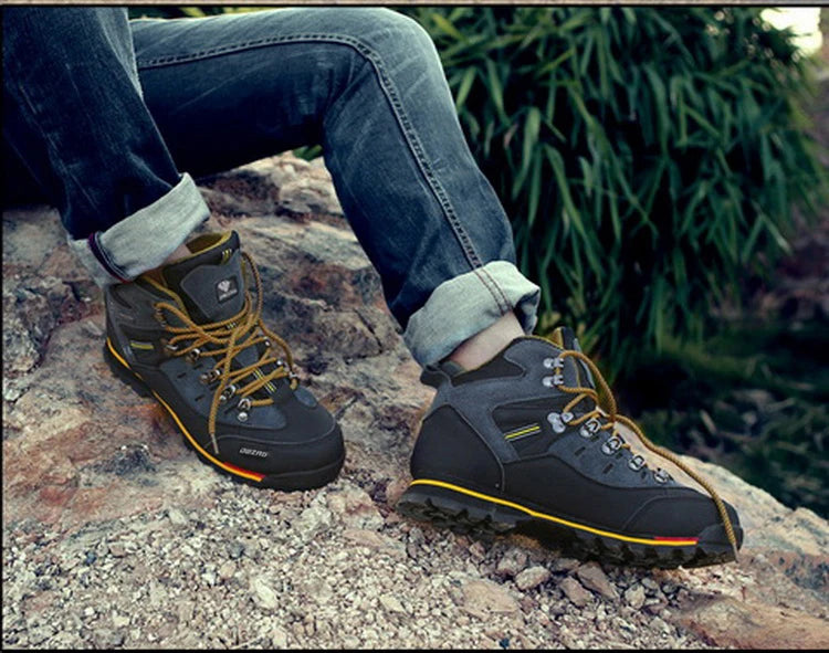 Laxsesu Men's Hiking Boots | Lace-Up & Rubber Sole | Outdoor Walking