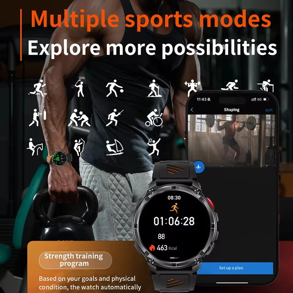 T-REX 3 | Smartwatch Militar 1100mAh | AMOLED 1.7", 10ATM, GPS, 170+ Modos, Linterna LED