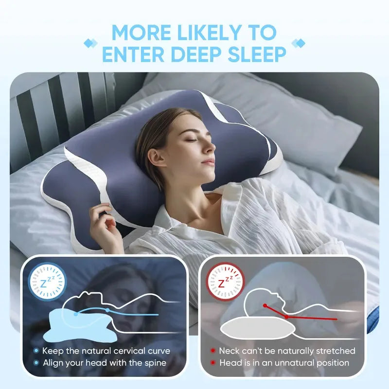Contoured Memory Foam Neck Pillow | Side & Back Sleep | Almohada Cervical