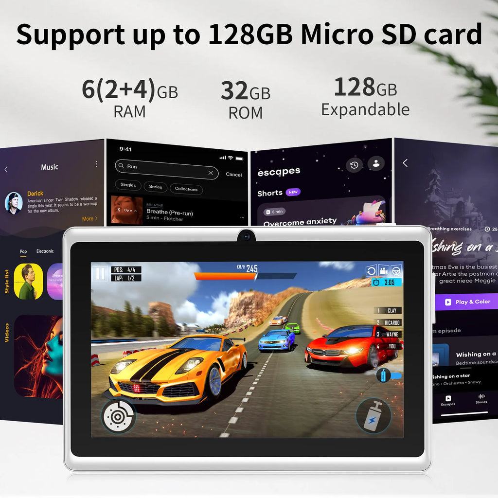 Tablet COLORROOM 7" | Android 11 | 6GB RAM + 32GB | Quad-Core | WiFi | 3000mAh | Con Funda de Cuero | 4 Colores