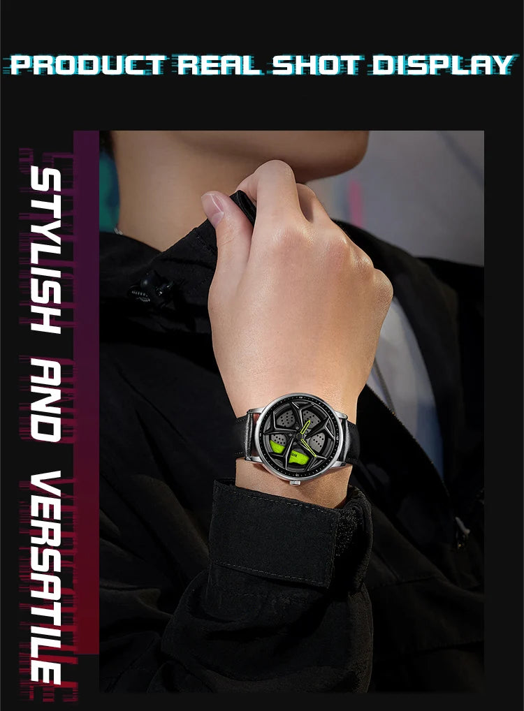 SANDA 1087 Men's Sports Quartz Watch | 360° Rotating Dial | Chronograph | Leather & Steel | Waterproof