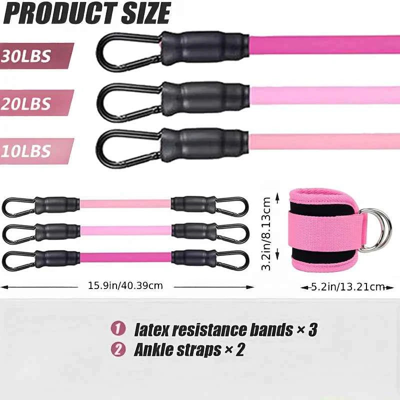 Bandas de Resistencia con Tobillar | Fitness, Glúteos y Cadera, Gym y Casa
