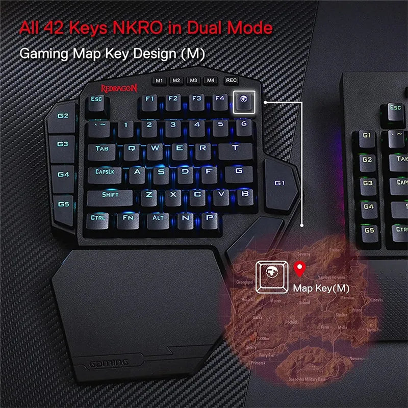 Teclado Gaming Una Mano Redragon K585 DITI | 42 Teclas | 2.4GHz Inalámbrico | RGB | 7 Macros | Hot-Swap | Redragon K585 DITI One-Handed Wireless Gaming Keypad 42 Keys 2.4GHz RGB 7 Macros Hot-Swap
