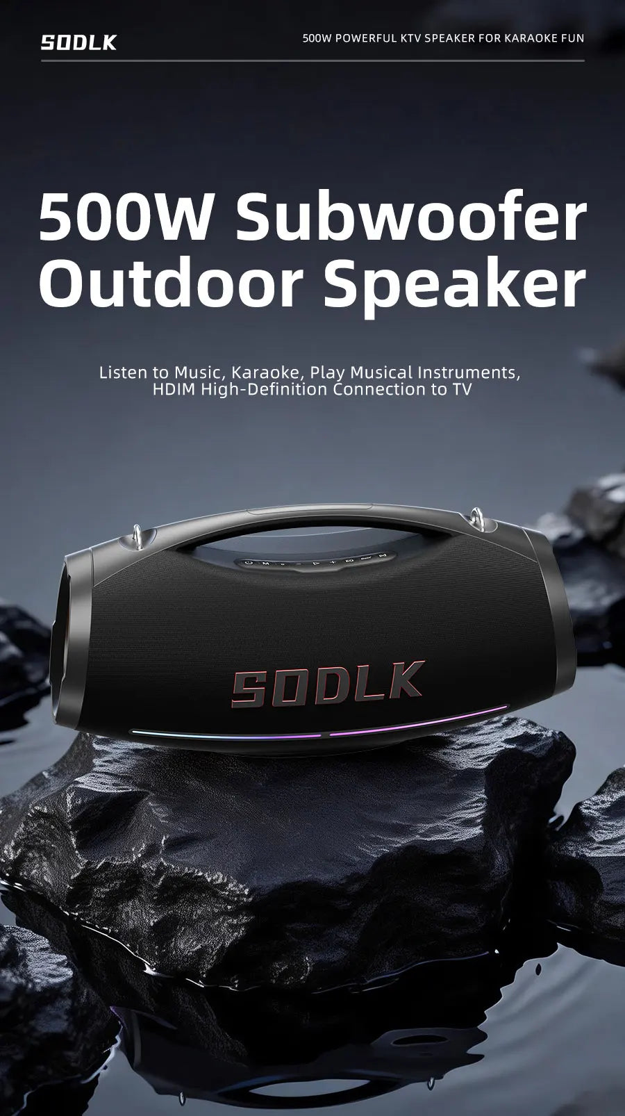 SODLK S1615 Pro | Bocina Bluetooth 500W para Fiestas | Karaoke, RGB, TWS, Control Remoto