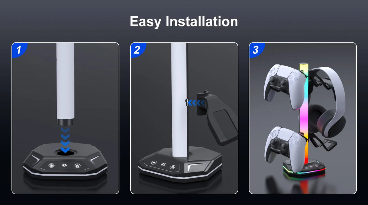 REMANK Controller Holder | RGB Light Stand | PS5, PS5 Slim, PS4, Xbox, PC