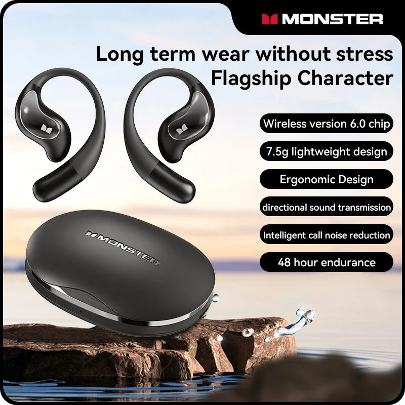 Monster Open Ear - Auriculares Inalámbricos Bluetooth 6.0 | ENC | Deportes y Gaming