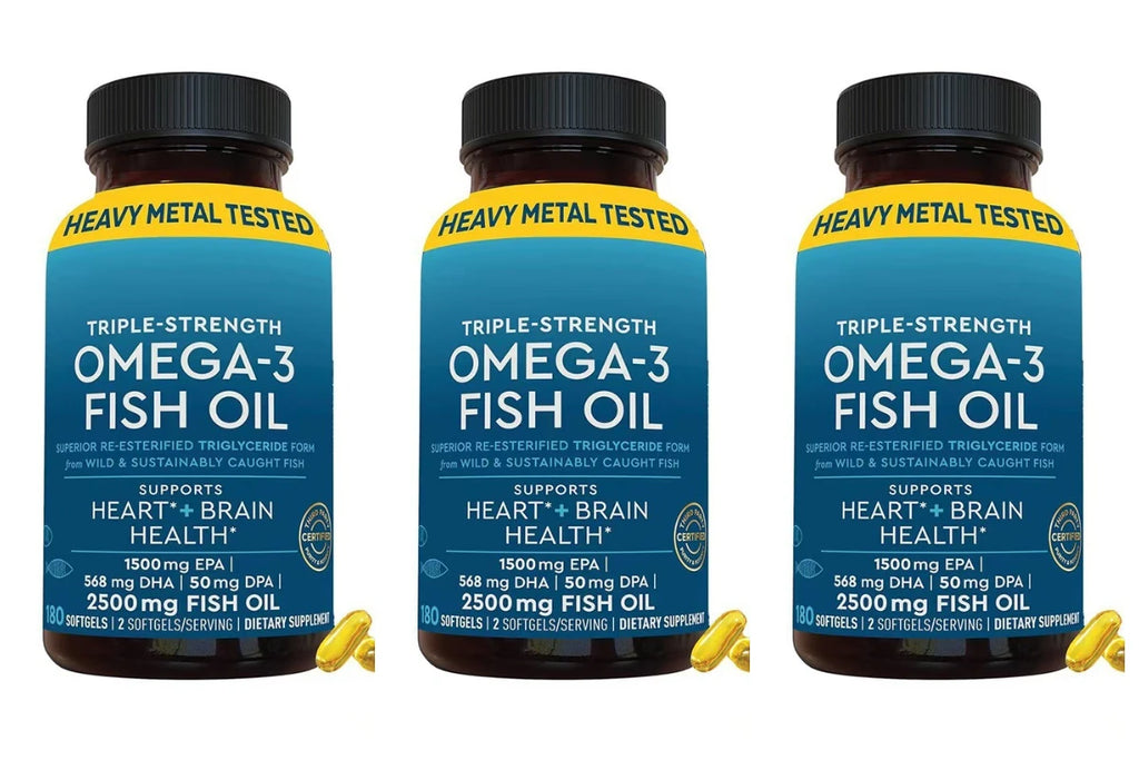 Omega-3 Fish Oil 2500mg | EPA DHA DPA RTG | 180 Cápsulas | Non-GMO, Sin Gluten