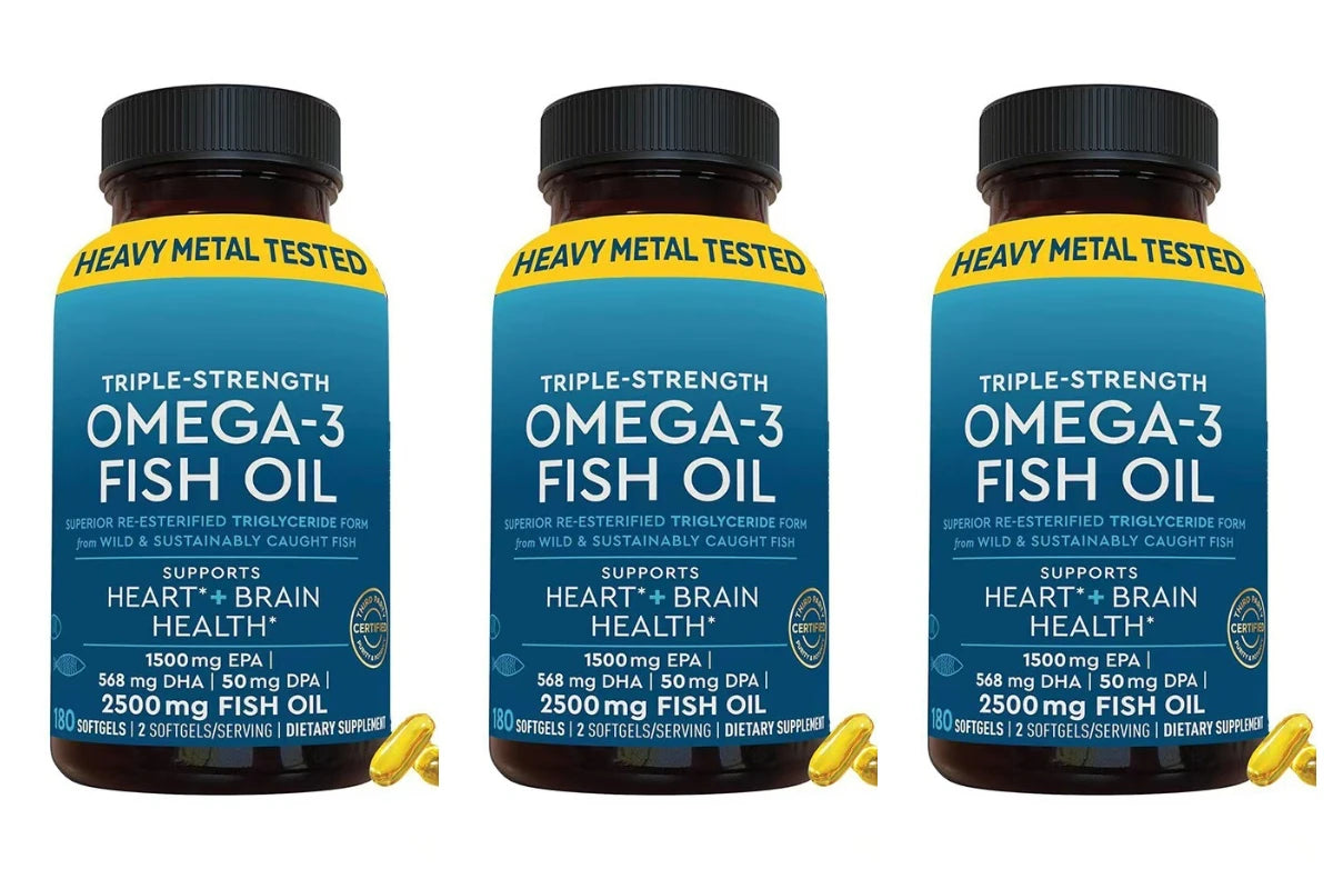 Omega-3 Fish Oil 2500mg | EPA DHA DPA RTG | 180 Cápsulas | Non-GMO, Sin Gluten