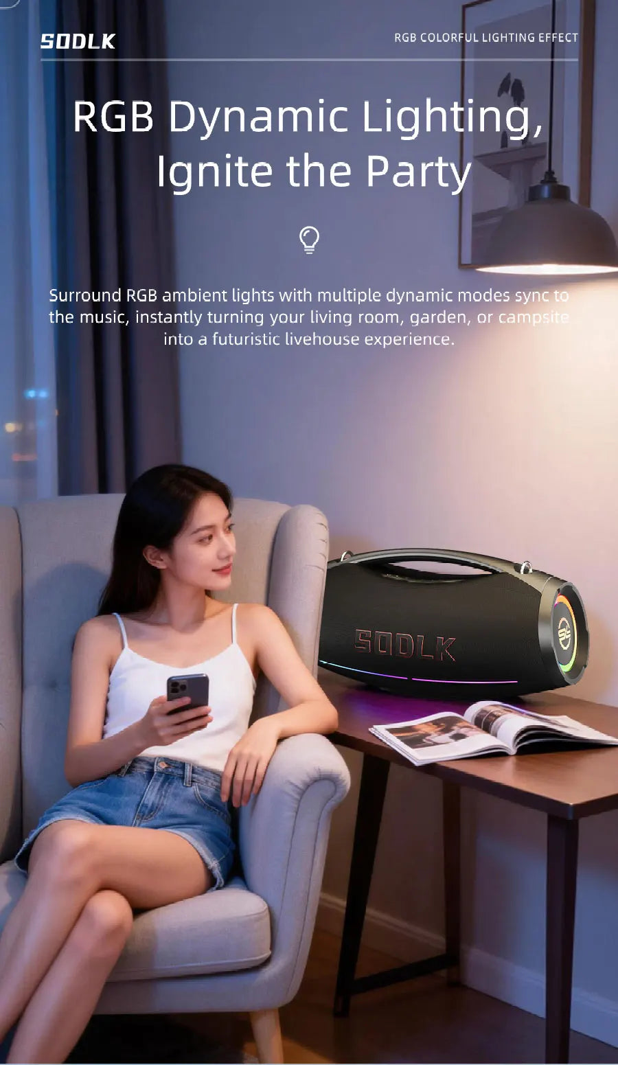 SODLK S1615 Pro | Bocina Bluetooth 500W para Fiestas | Karaoke, RGB, TWS, Control Remoto