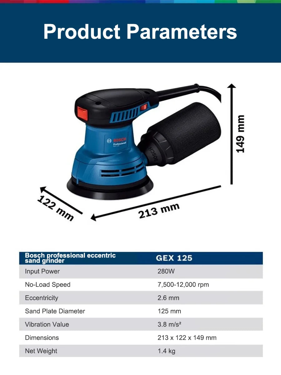 Bosch GEX125 | 280W Orbital Sander | Wood & Automotive