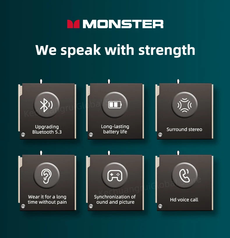 Monster XKT17 - Auriculares TWS Bluetooth 5.3 con ANC | HiFi | Gaming y Deportes