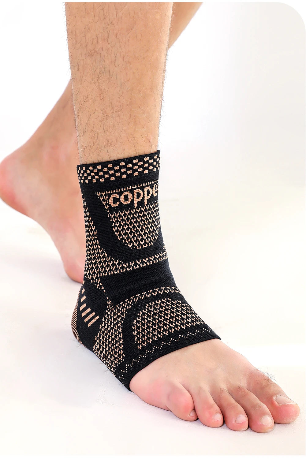 Copper Ankle Compression Sleeve | Elastic Knit Support for Sports & Daily Use