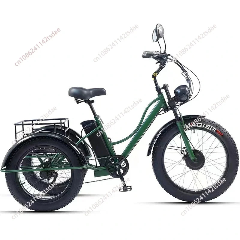 Triciclo Eléctrico 750W | 3 Ruedas | 48V 15Ah Extraíble | 2 Asientos | Todo Terreno | Adultos y Mayores | E-Tricycle