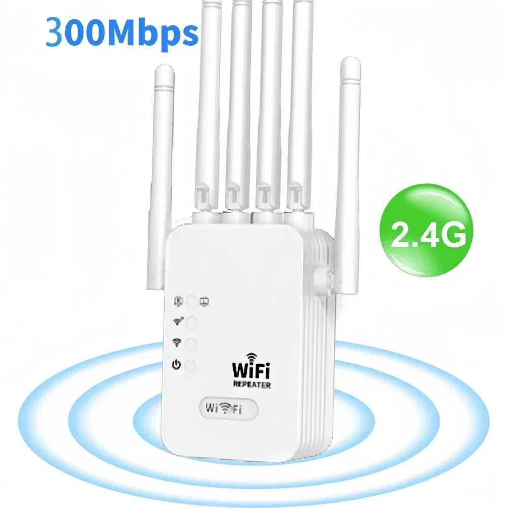 Repetidor WiFi 1200Mbps Doble Banda 2.4G/5GHz | 6 Antenas 360° | Extensor de Señal | Hogar y Oficina