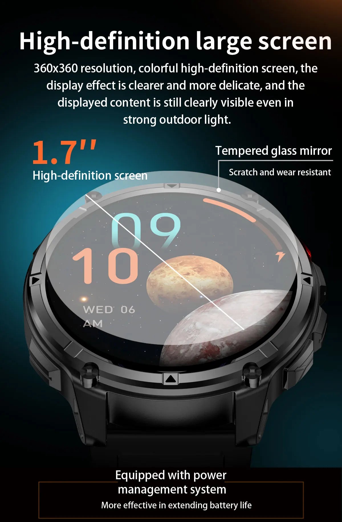 T-REX 3 | Smartwatch Militar 1100mAh | AMOLED 1.7", 10ATM, GPS, 170+ Modos, Linterna LED