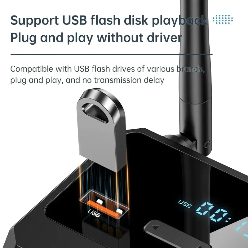 Bluetooth 5.3 Audio Receiver | RCA, AUX & Optical Output | U-Disk Playback | Wireless Adapter for Stereo & Car Speakers