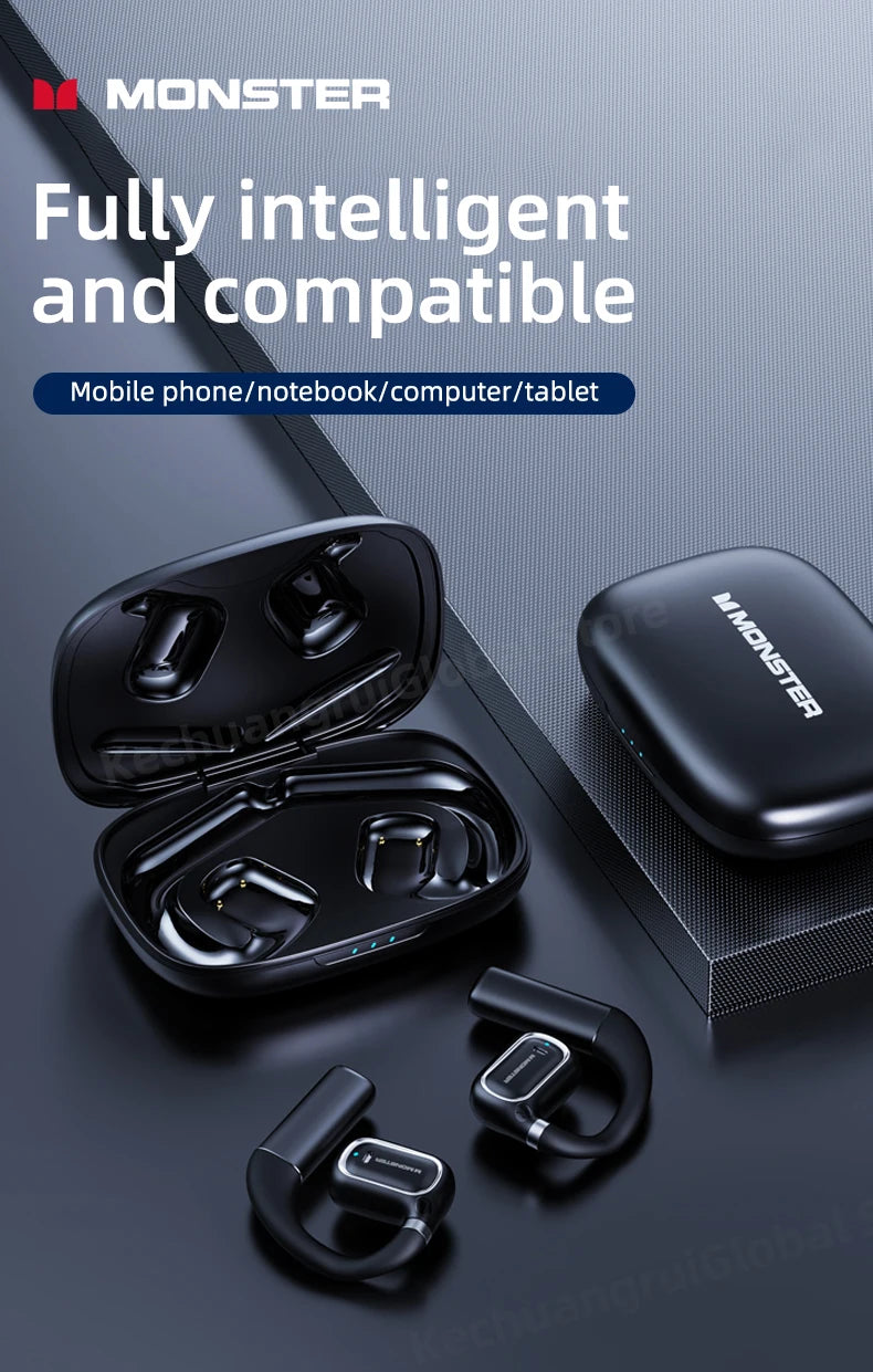 Monster XKO01 - Auriculares TWS Bluetooth 5.3 | 28h Batería | ENC | Ear Hook