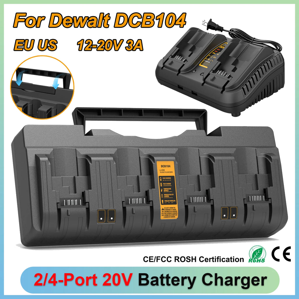 DCB104-Compatible 3A Battery Charger | 2/4 Port | US/EU Plug